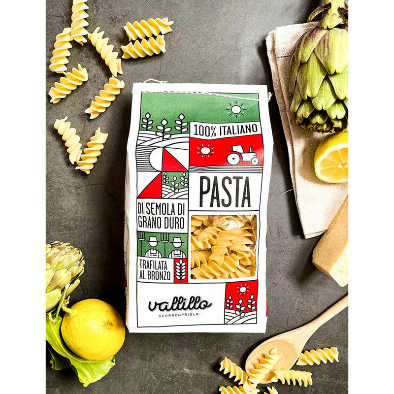 Vallillo pasta fusilloni 500g, imported from the UK