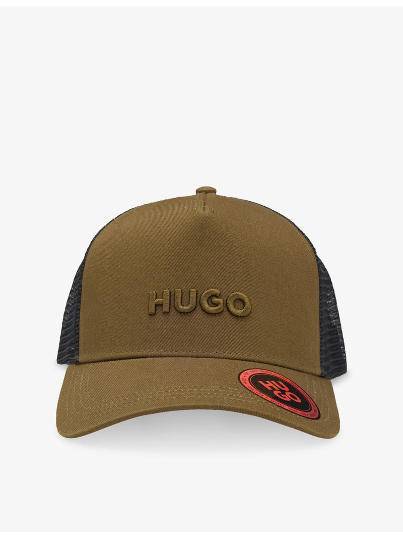 HUGO cotton-twill mesh trucker hat, imported from the UK