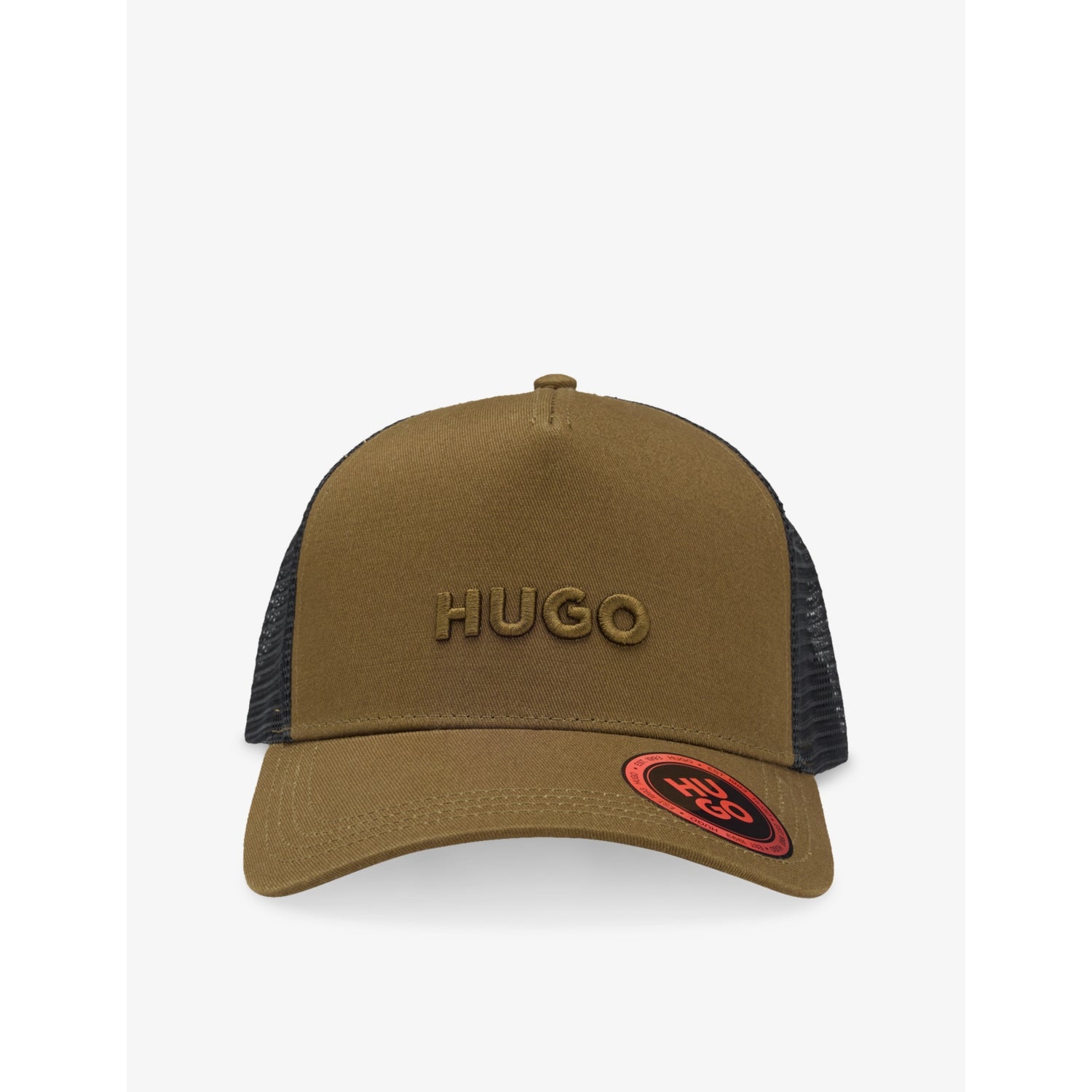 HUGO cotton-twill mesh trucker hat, imported from the UK