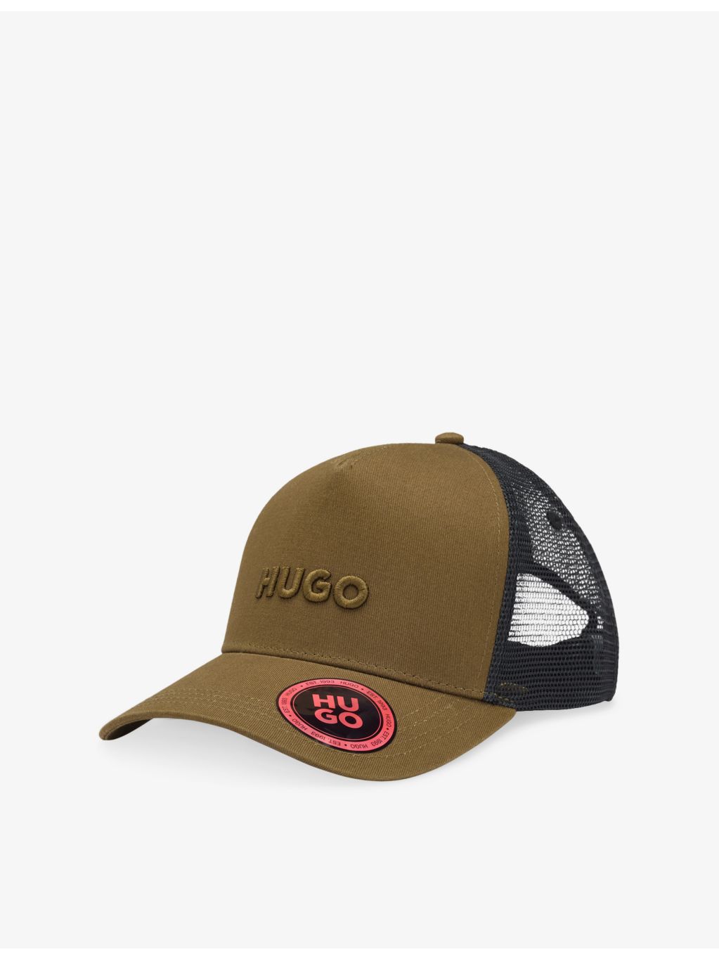 HUGO cotton-twill mesh trucker hat, imported from the UK