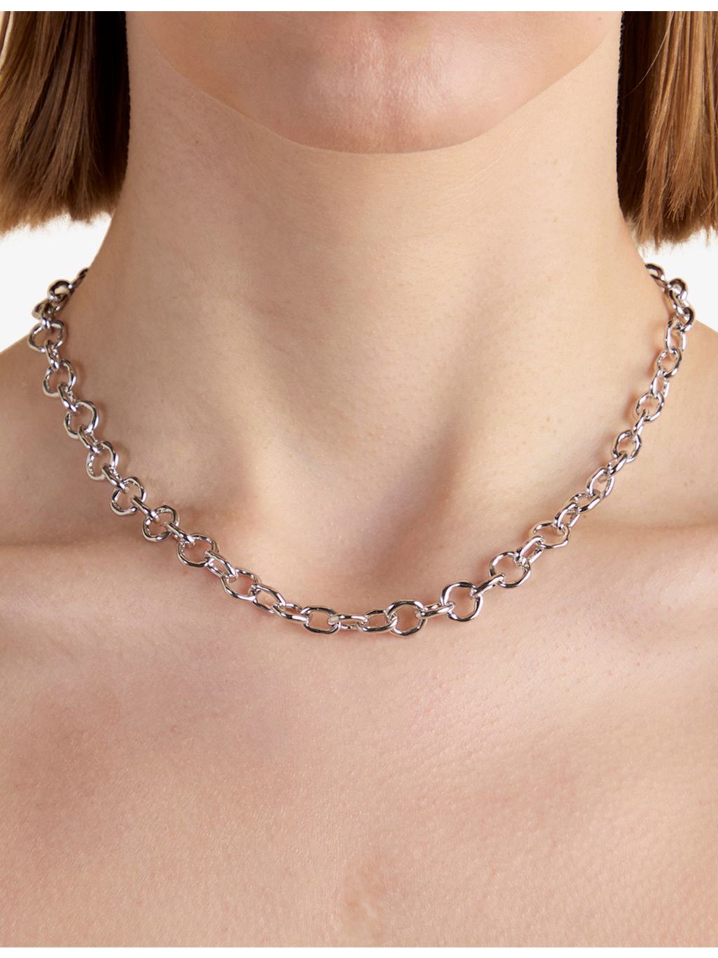 Astrid and Miyu Molten Link rhodium-plated chain necklace, 45cm (British brand)