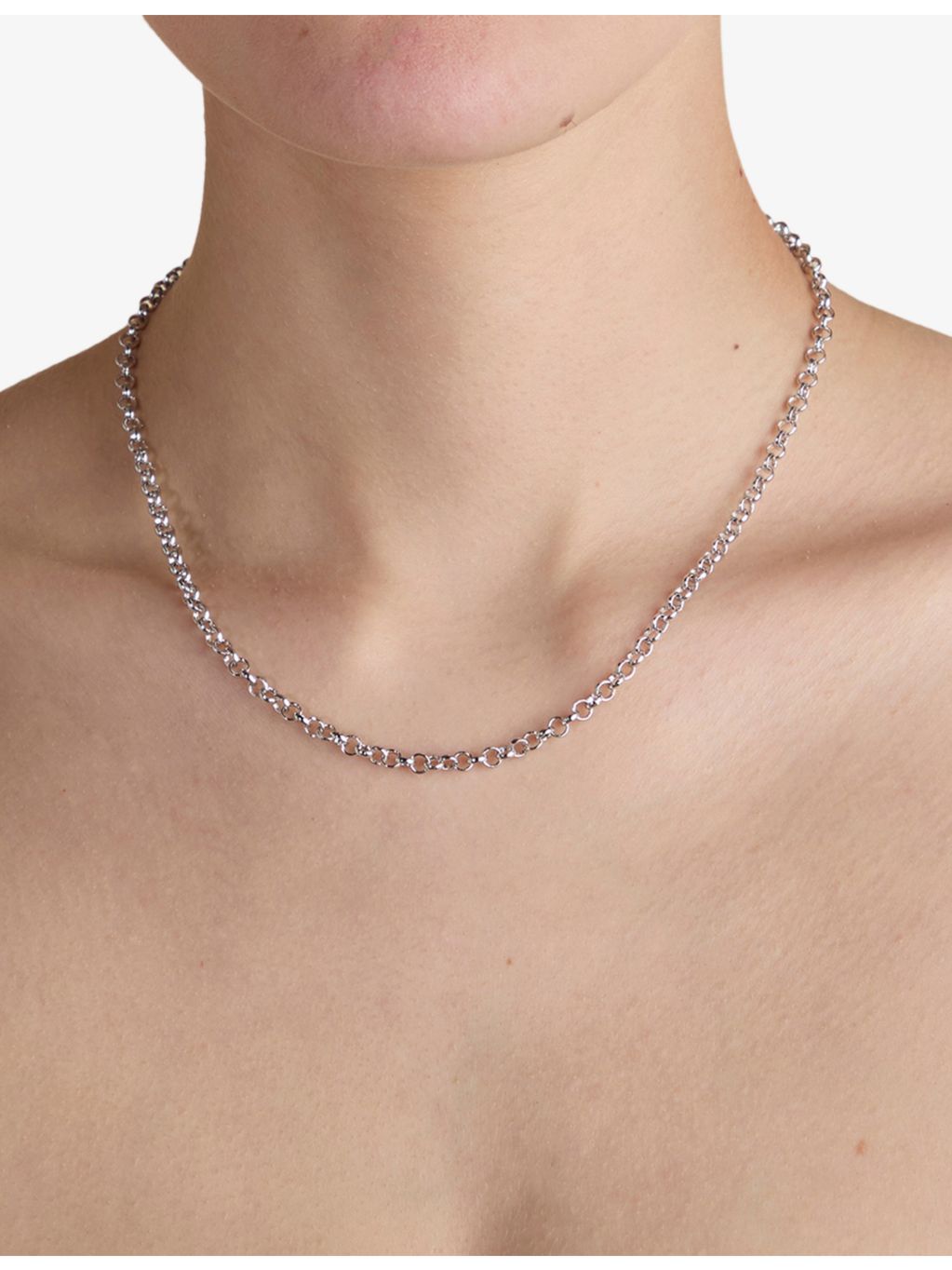 Astrid & Miyu rhodium-plated brass rolo chain necklace 45cm, UK version