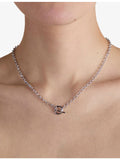 Astrid & Miyu rhodium-plated brass rolo chain necklace 45cm, UK version