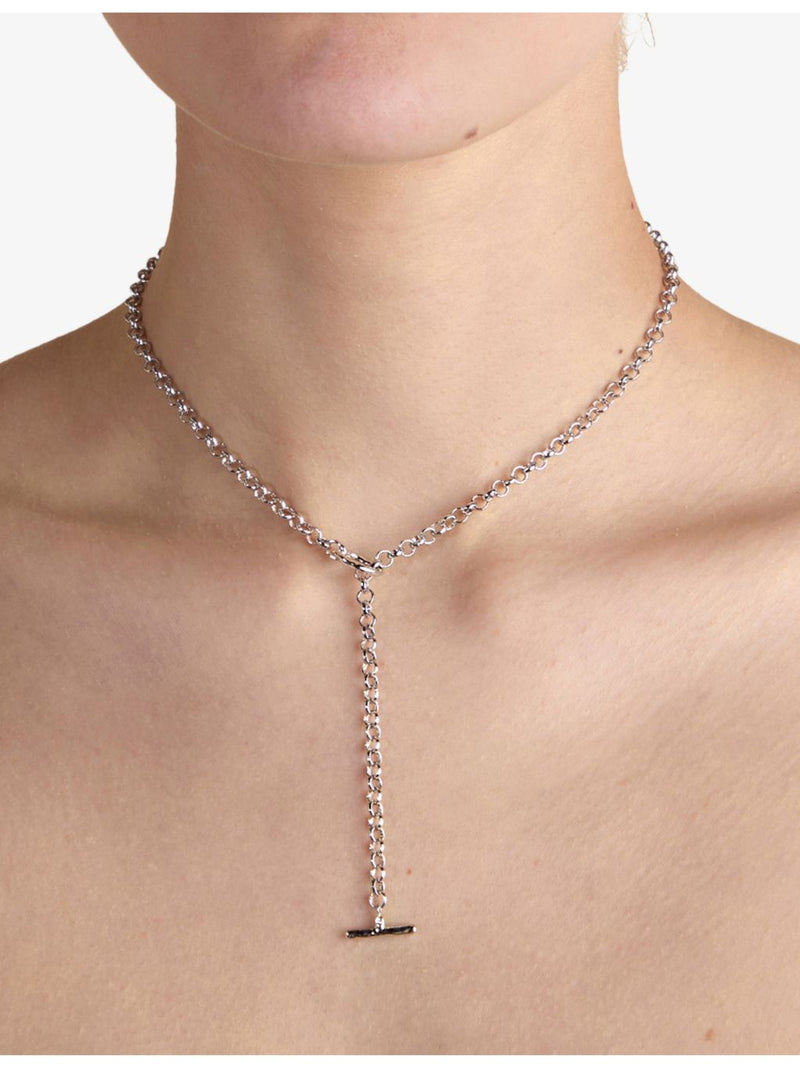 Astrid & Miyu rhodium-plated brass rolo chain necklace 45cm, UK version