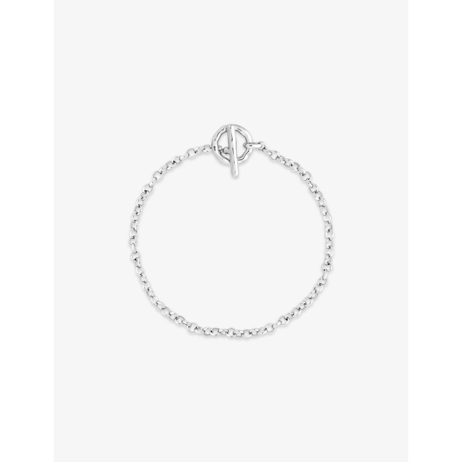 Rolo T-Bar Rhodium-Plated Brass Chain Bracelet - 16.5CM