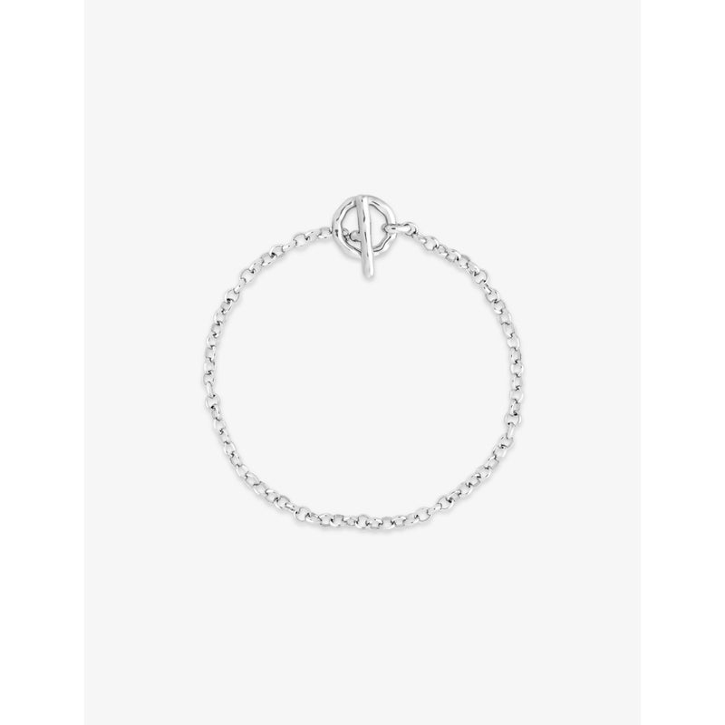 Rolo T-Bar Rhodium-Plated Brass Chain Bracelet - 16.5CM