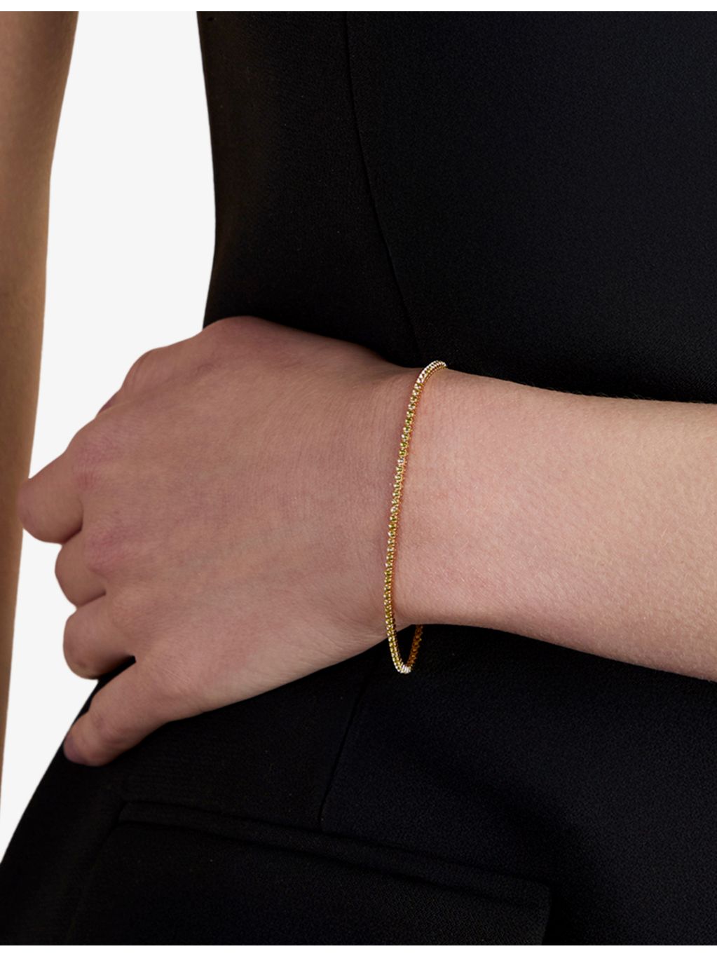 Astrid and Miyu gold-plated tennis bracelet 16.5cm, green cubic zirconia - British product
