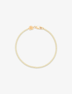Astrid and Miyu 18ct Yellow Gold-Plated Brass Tennis Chain Bracelet with Green Cubic Zirconia