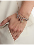 Astrid and Miyu rhodium-plated sterling silver garnet charm - British product