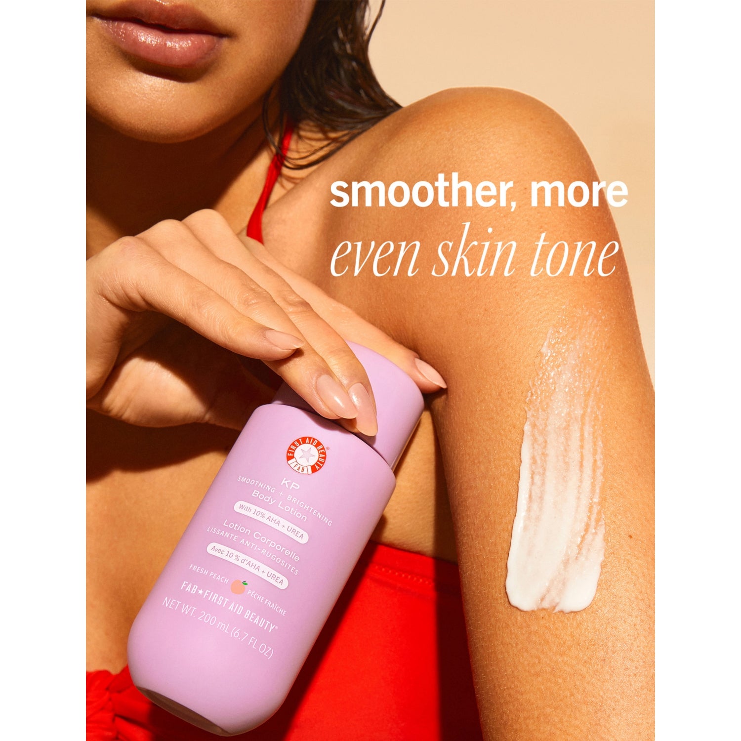 First Aid Beauty peach smoothing lotion 200ml, imported from the UK