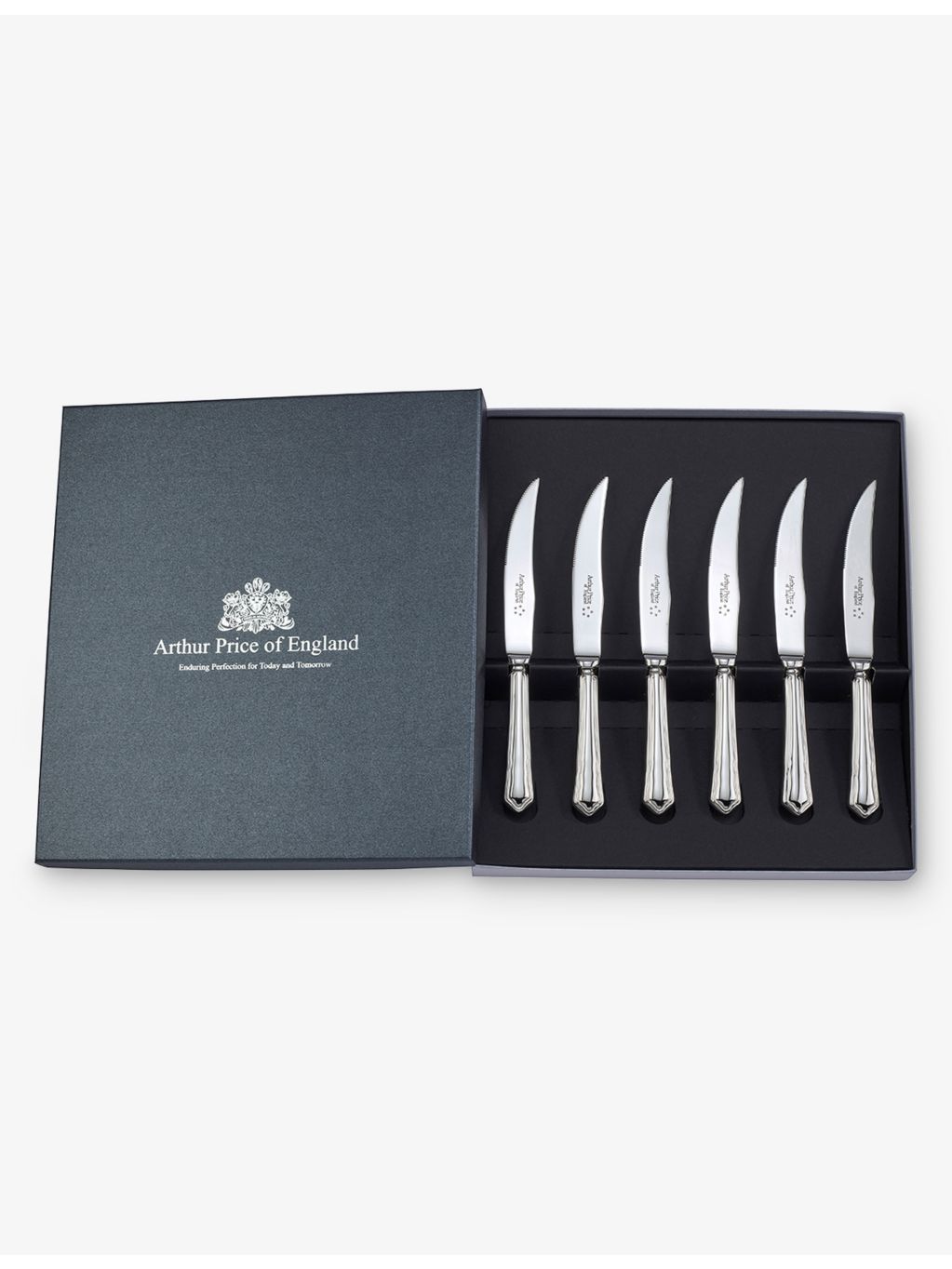 Arthur Price set of six silver-plated steak knives, UK version