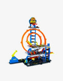 Hot Wheels Mega Loop Garage playset with car and helicopter - British product