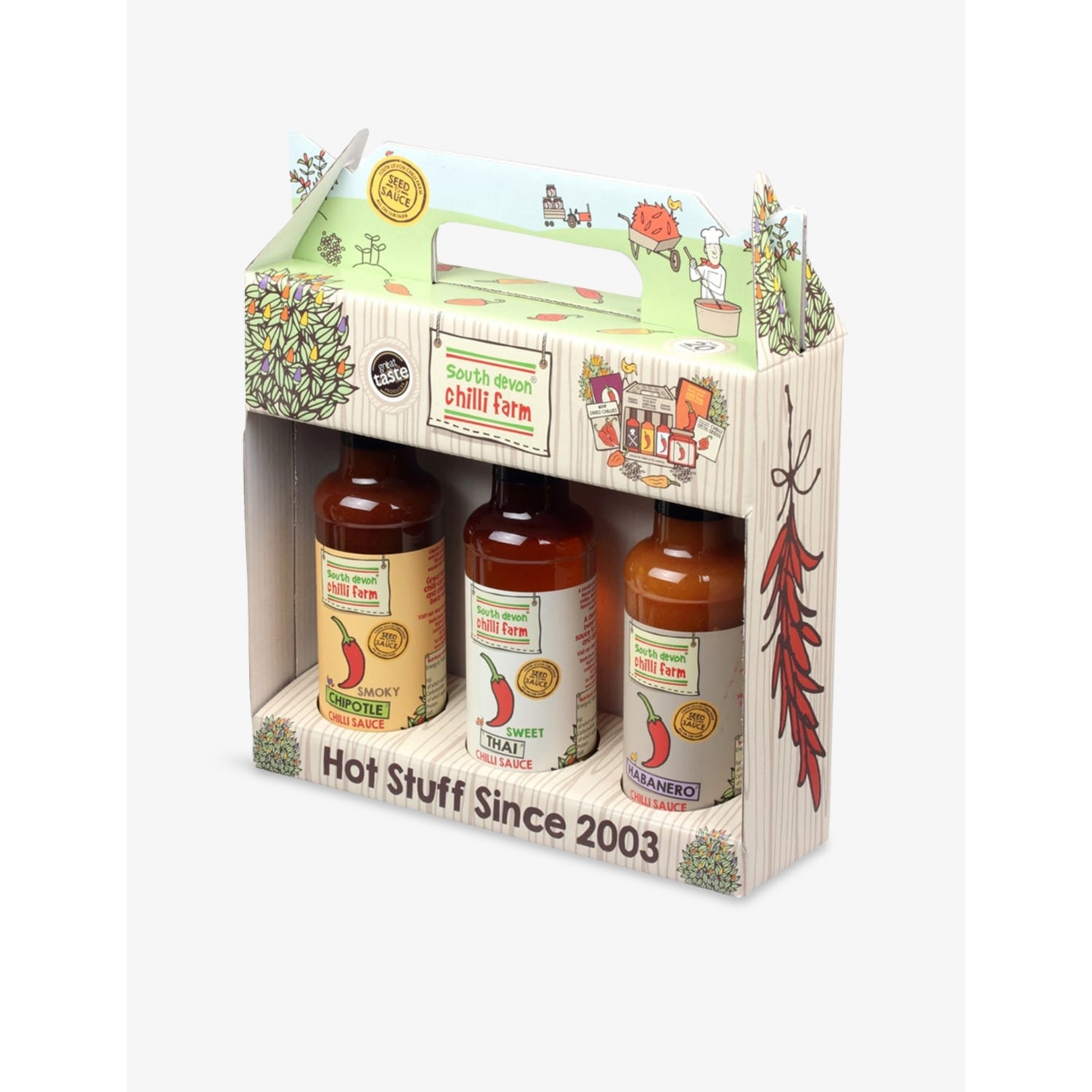 South Devon Chilli Farm chilli sauce gift set, three sauces - British product