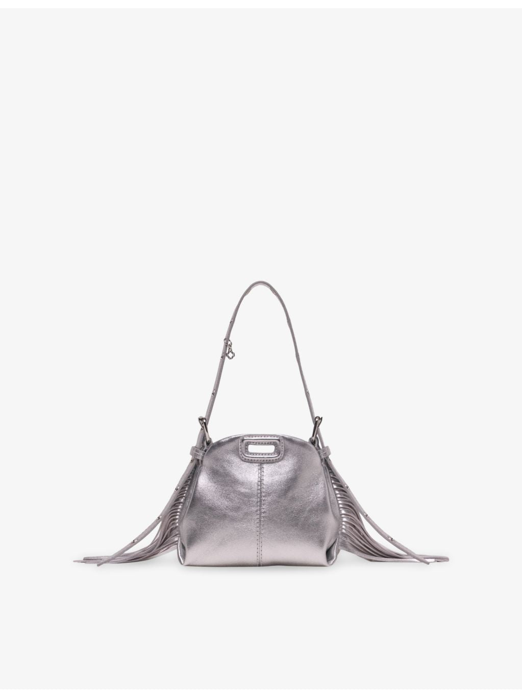 Maje Miss M micro leather shoulder bag with metallic finish, UK version