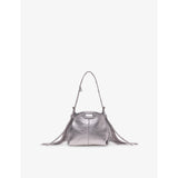 Maje Miss M micro leather shoulder bag with metallic finish, UK version