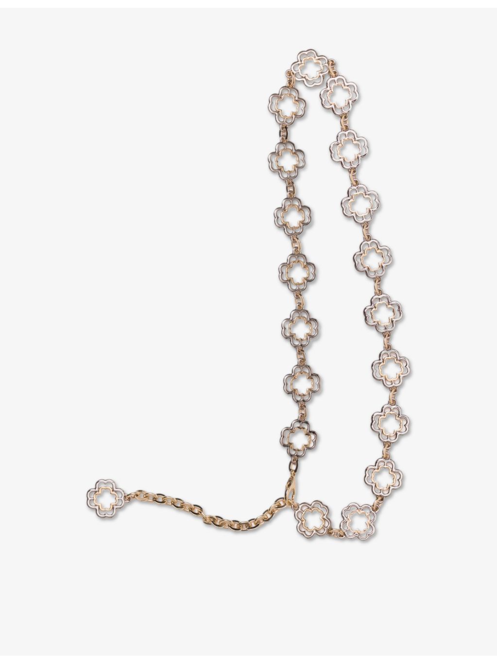 Maje brass chain belt with two-tone clover, UK version