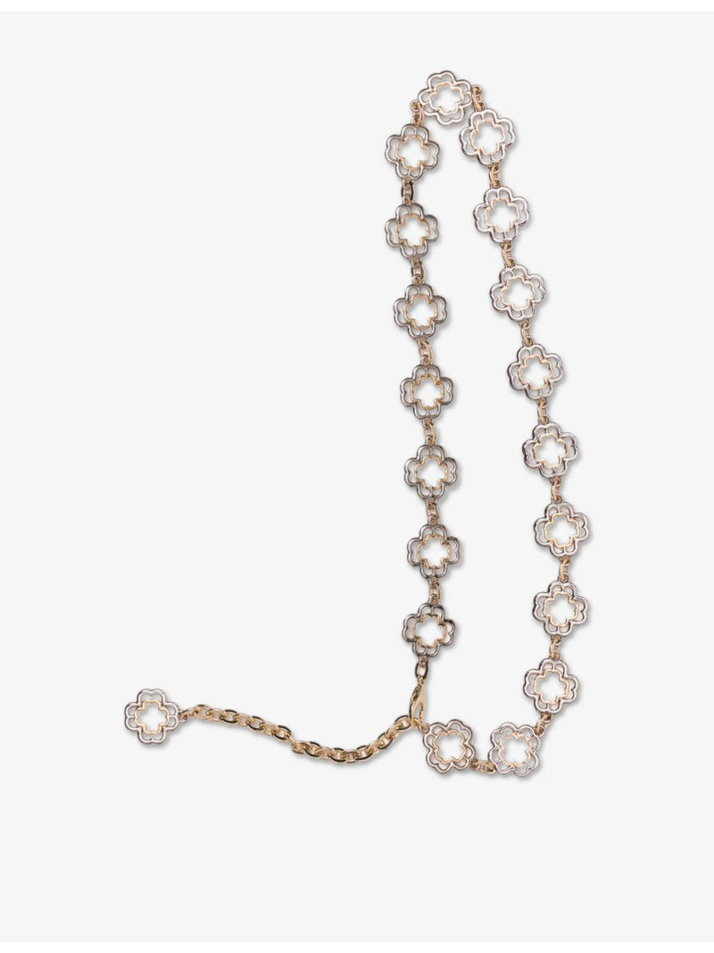 Maje brass chain belt with two-tone clover, UK version