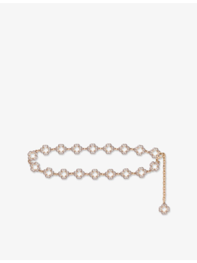 Maje brass chain belt with two-tone clover, UK version