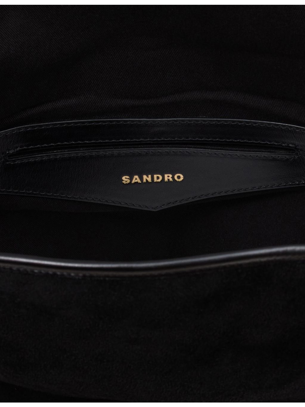 Sandro logo-embossed suede tote with gold-tone hardware - British product