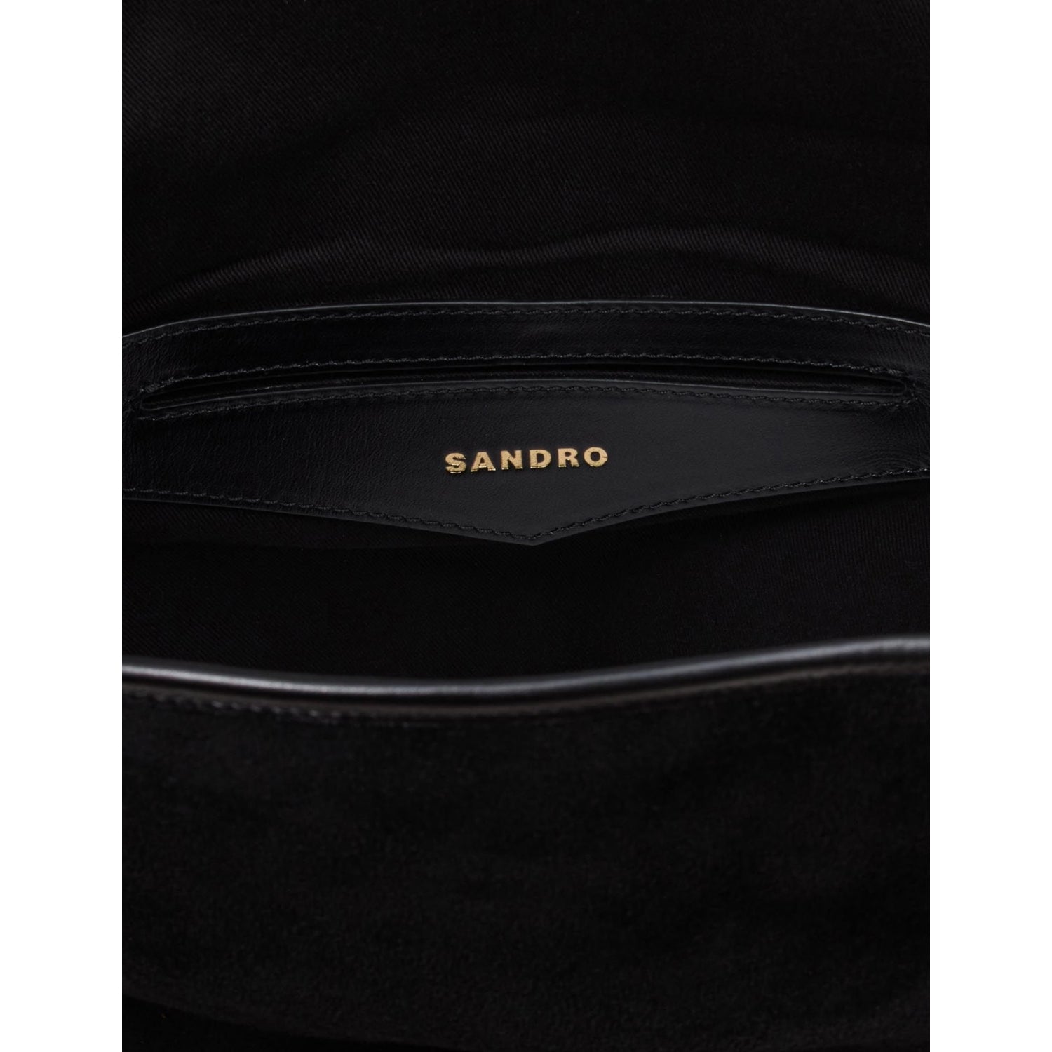 Sandro logo-embossed suede tote with gold-tone hardware - British product