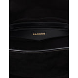 Sandro logo-embossed suede tote with gold-tone hardware - British product