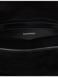 Sandro logo-embossed suede tote with gold-tone hardware - British product