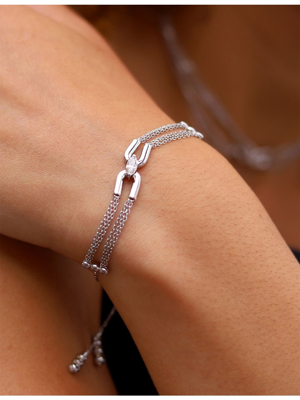 CARAT London Stevie sterling silver cubic zirconia bracelet 21cm, UK version