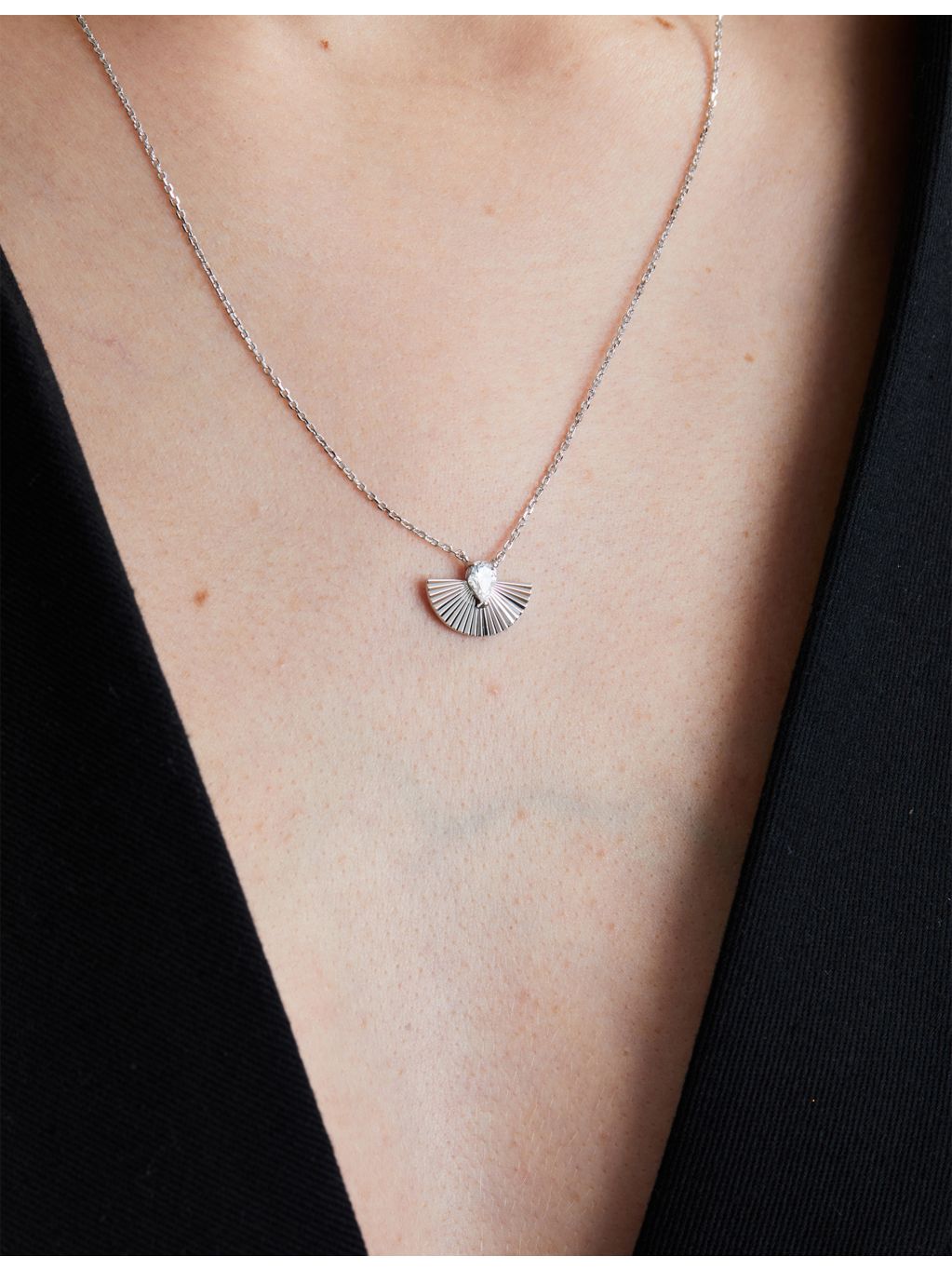 CARAT London Celene sterling silver cubic zirconia necklace 45cm - British product