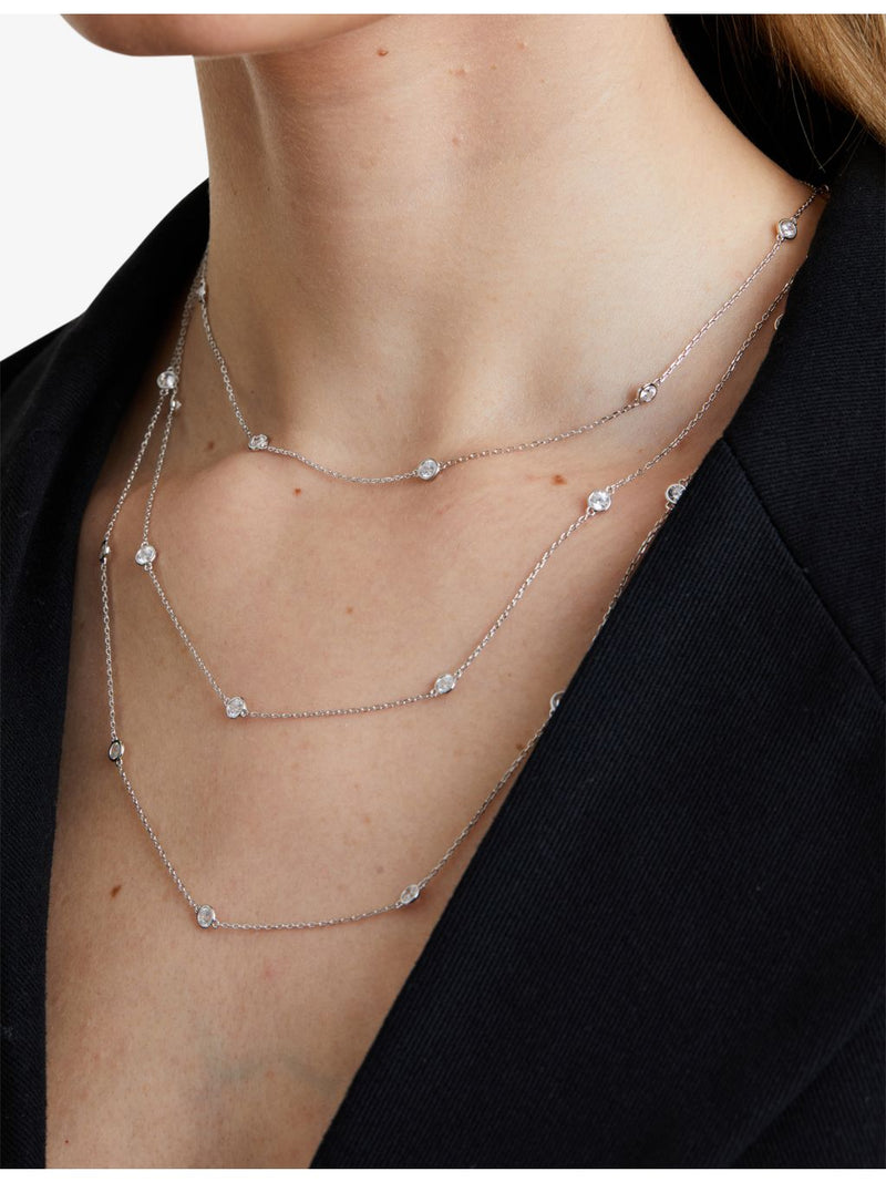 CARAT London Petra sterling silver cubic zirconia necklace 60cm (British brand)