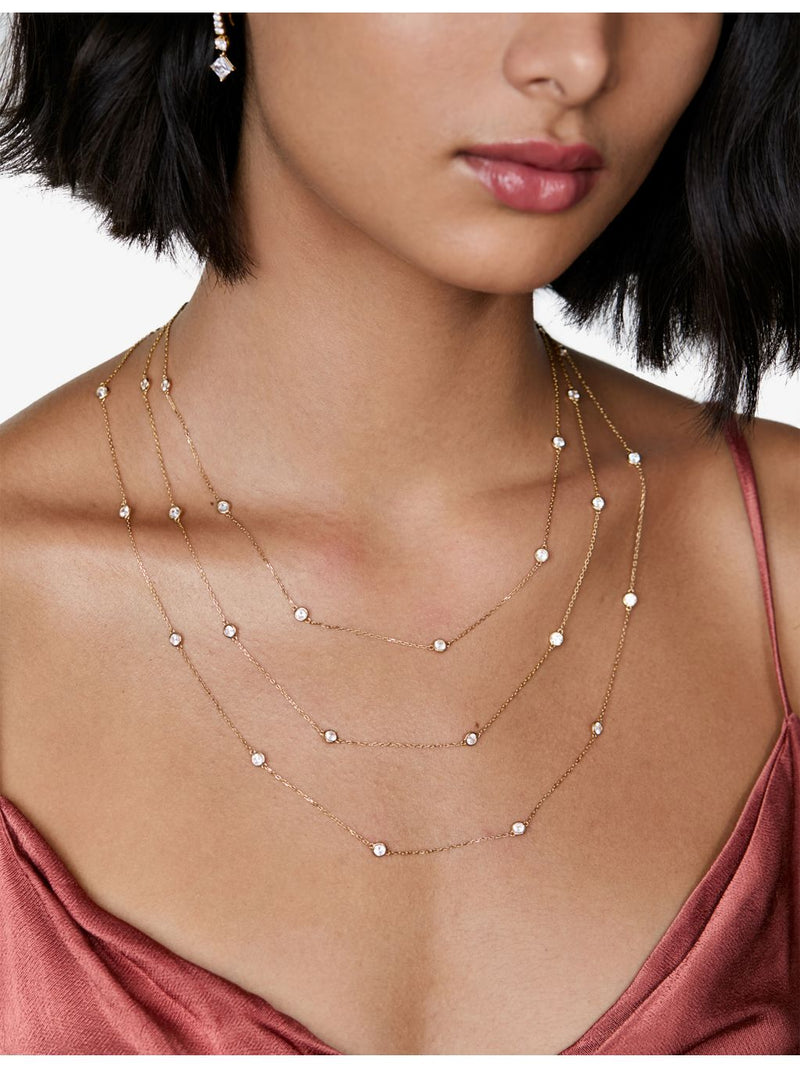 CARAT London gold vermeil cubic zirconia necklace 60cm, imported from the UK