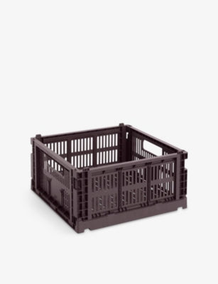 HAY square colour crate medium plastic storage, imported from the UK