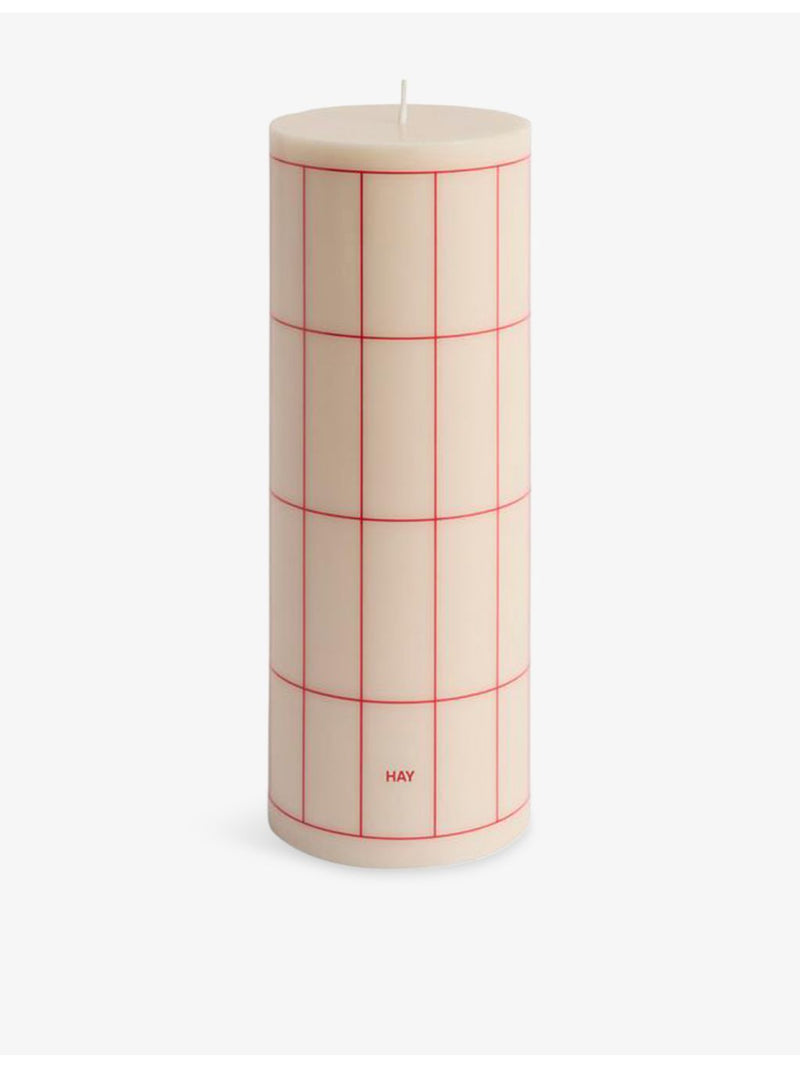 Hay column wax candle 15cm with check pattern, UK version
