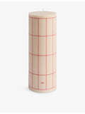 Hay column wax candle 15cm with check pattern, UK version