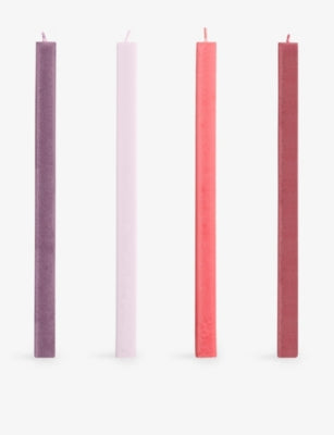 Square wax candle set of four 24cm tall, imported from the UK
