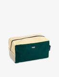 Branded Colour-Block Cotton Wash Bag - Dark Green Multi
