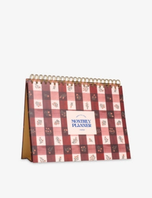 Papier Floral Gingham spiral monthly desk planner, imported from the UK