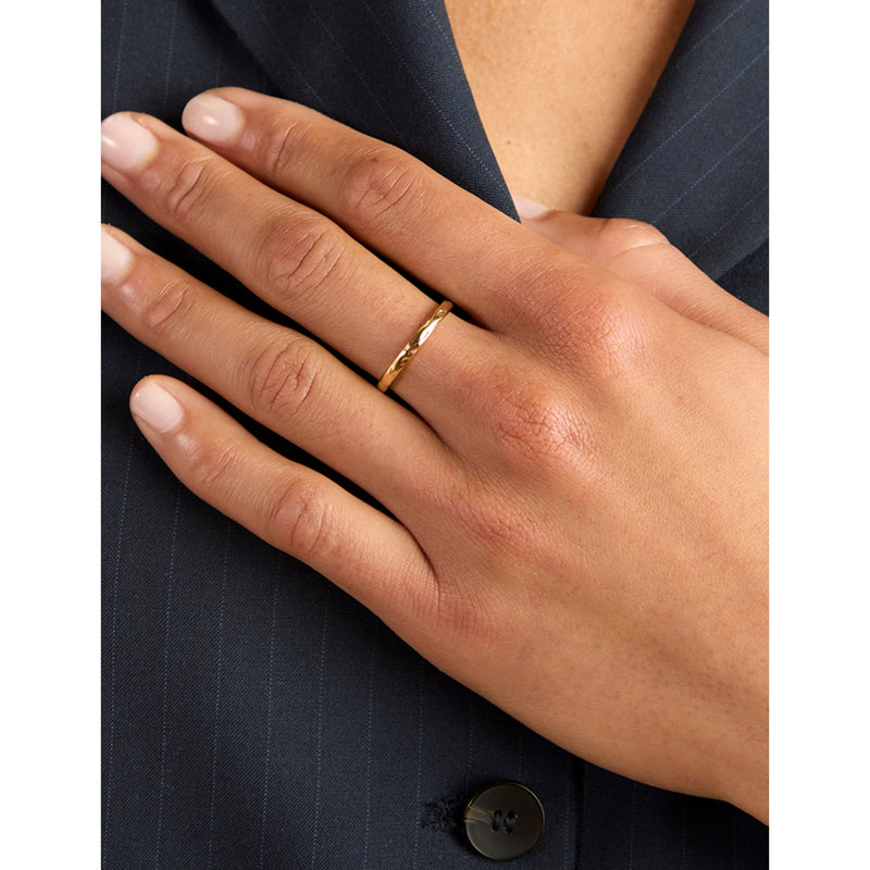 Astrid & Miyu molten textured sterling silver band ring - British product