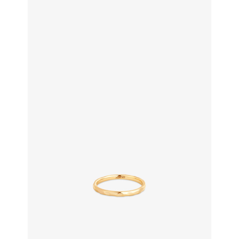 Molten Textured Rhodium-Plated Sterling-Silver Band Ring - 18ct GP Silver - L