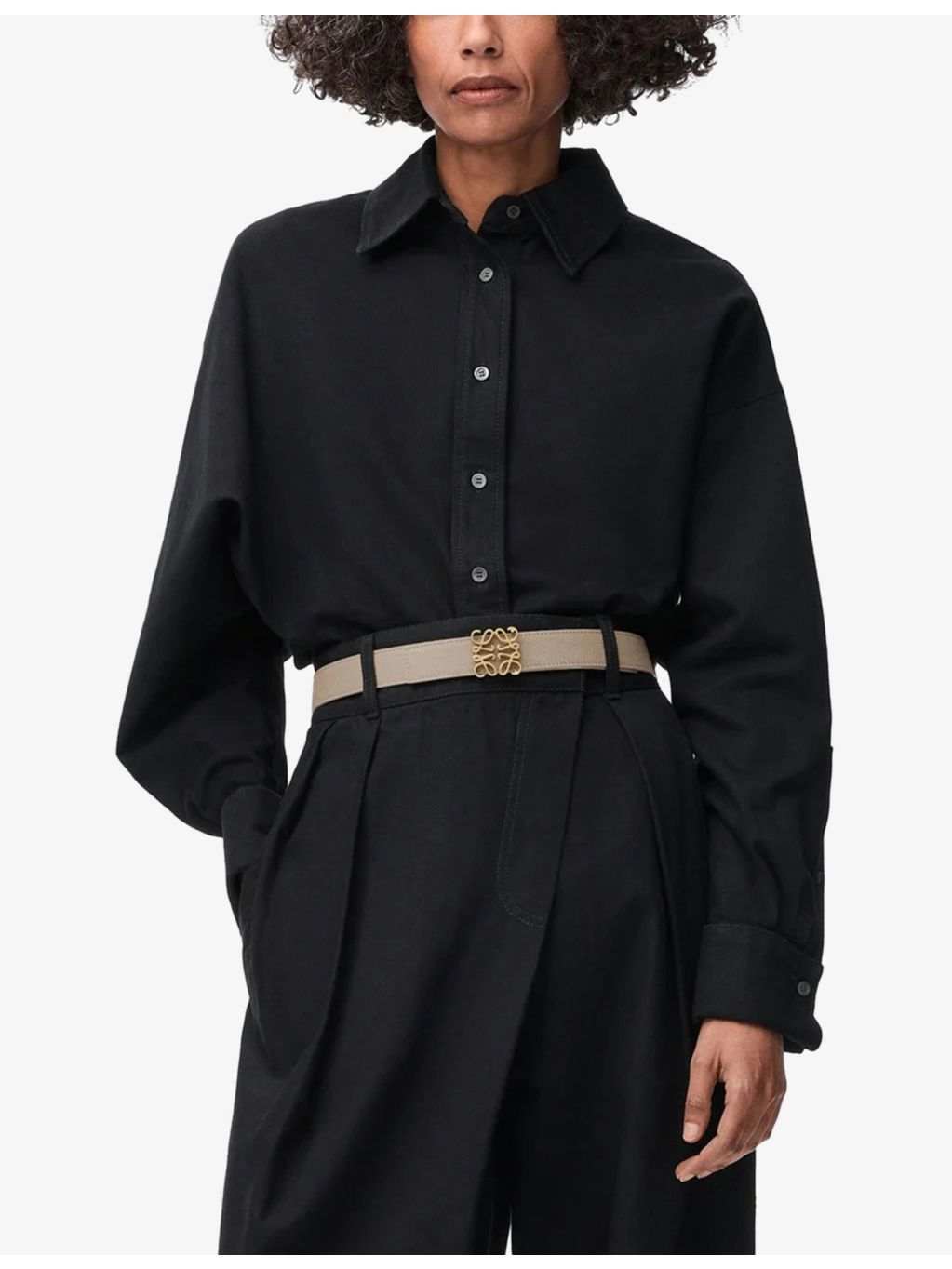 Loewe Anagram reversible leather belt with gold buckle (British brand)