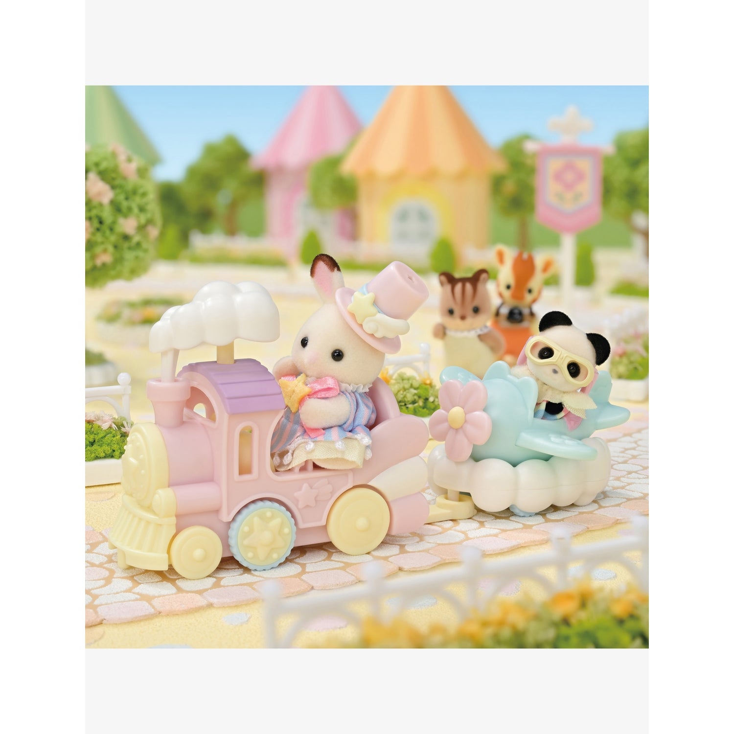 Sylvanian Families amusement park plane train playset with figures (British brand)
