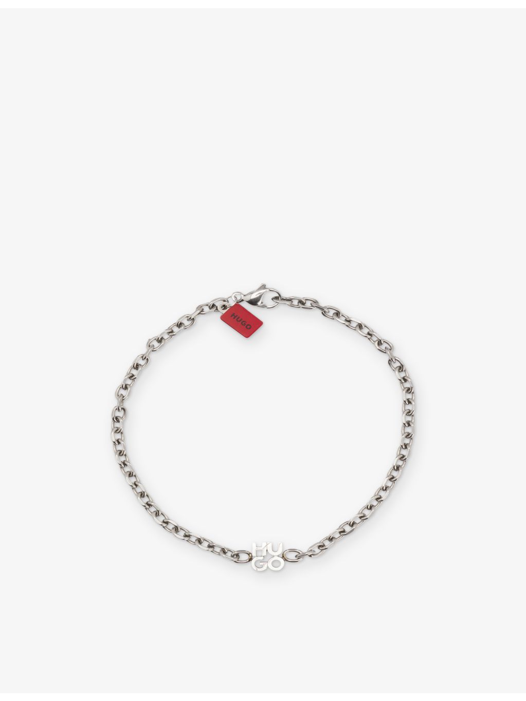 HUGO stacked logo-plaque stainless-steel bracelet (British brand)