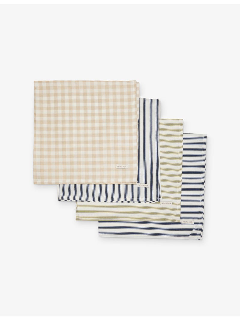 The Little Tailor cotton muslin cloths 60cm striped and check-print - British product