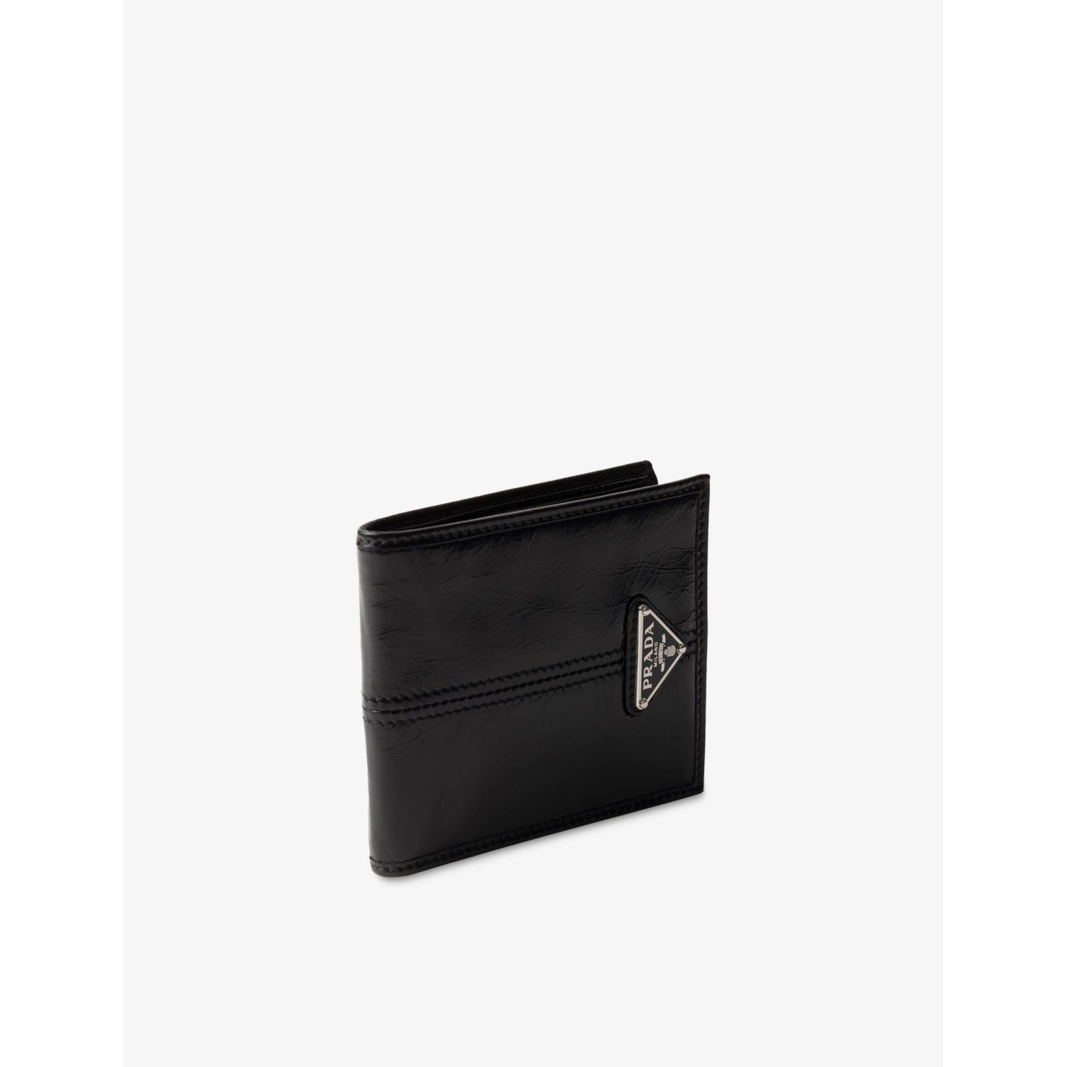 Prada leather wallet with triangle plaque (British brand)