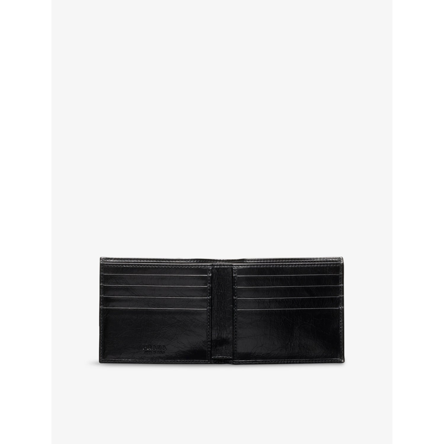 Prada leather wallet with triangle plaque (British brand)