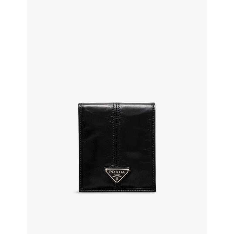 Prada leather wallet with triangle plaque (British brand)