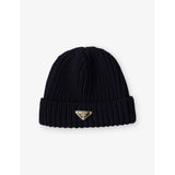 Prada logo-embellished knitted wool beanie, imported from the UK
