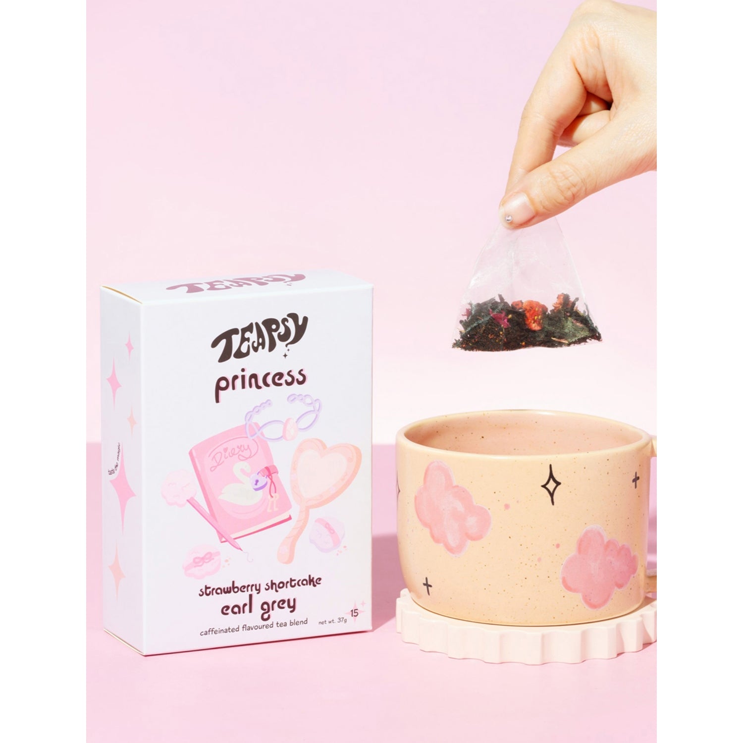 Teapsy Princess strawberry shortcake Earl Grey tea 15 teabags (British brand)