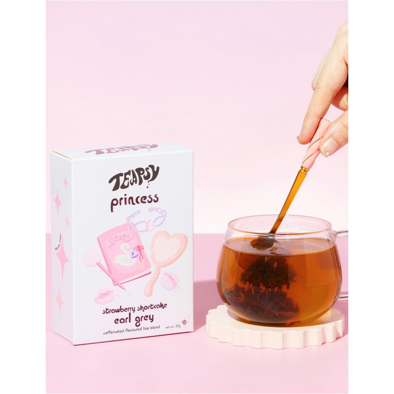 Teapsy Princess strawberry shortcake Earl Grey tea 15 teabags (British brand)