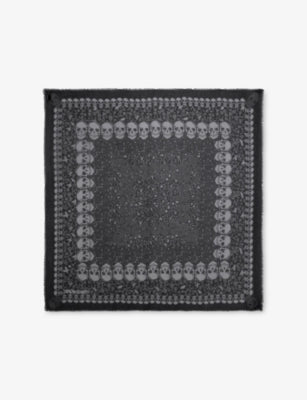 Zadig & Voltaire scarf skull and floral graphic-print (British brand)