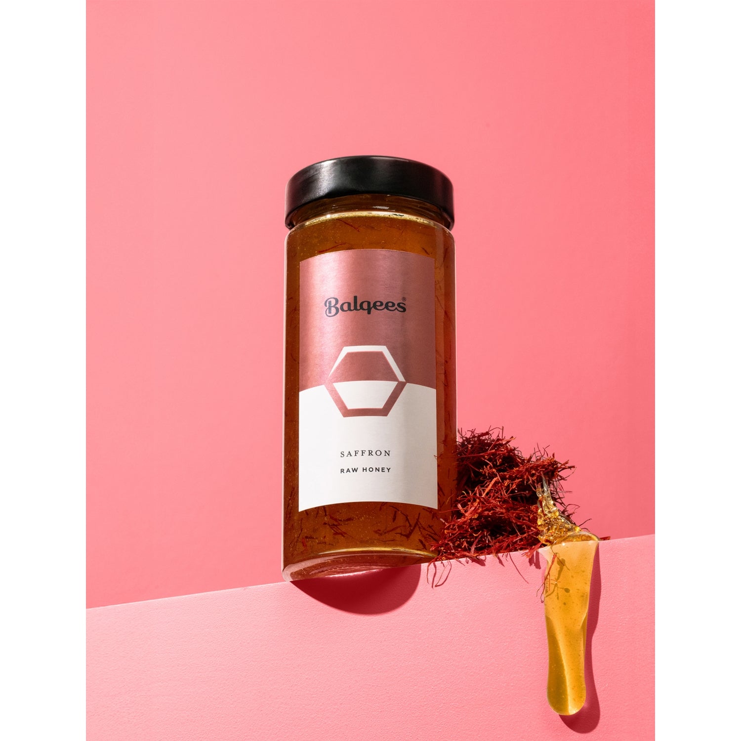 Balqees raw Greek saffron honey 250g jar, UK version